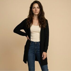 Bench Black Open-Front Long Cardigan